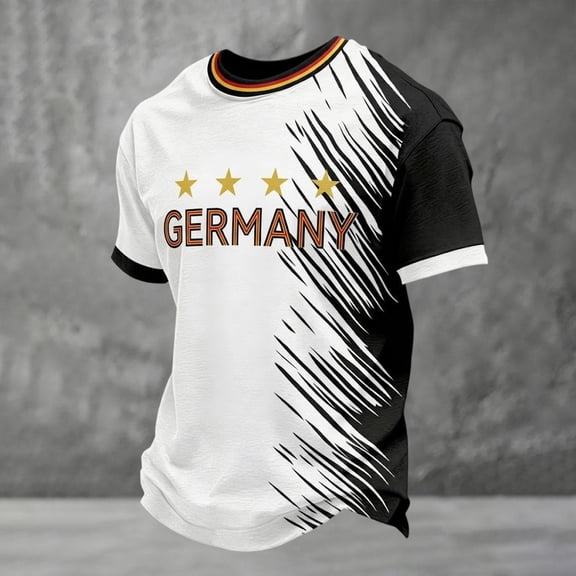 Mens Soccer Shirts Football Fans Germany Short Sleeve Athletic T Shirts Sport Training Workout Activewear Top Casual Tops Tee L