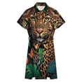 thumbnail image 4 of Leopard Hidden Jungle Foliage Beauty Womens Shirt Dresses Women'S Short Sleeve Dress Turn-Down Collar Dress A Line Casuall Dress Oversize(XS-6XL), 4 of 7