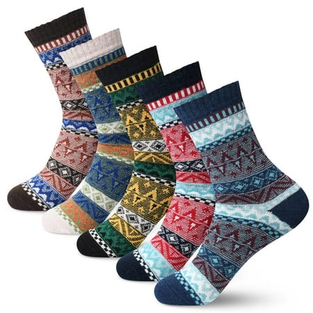 

Nomeni 5 Pairs Socks Women s Autumn And Winter Thickened Mid Barrel Vintage Wind Wave Socks