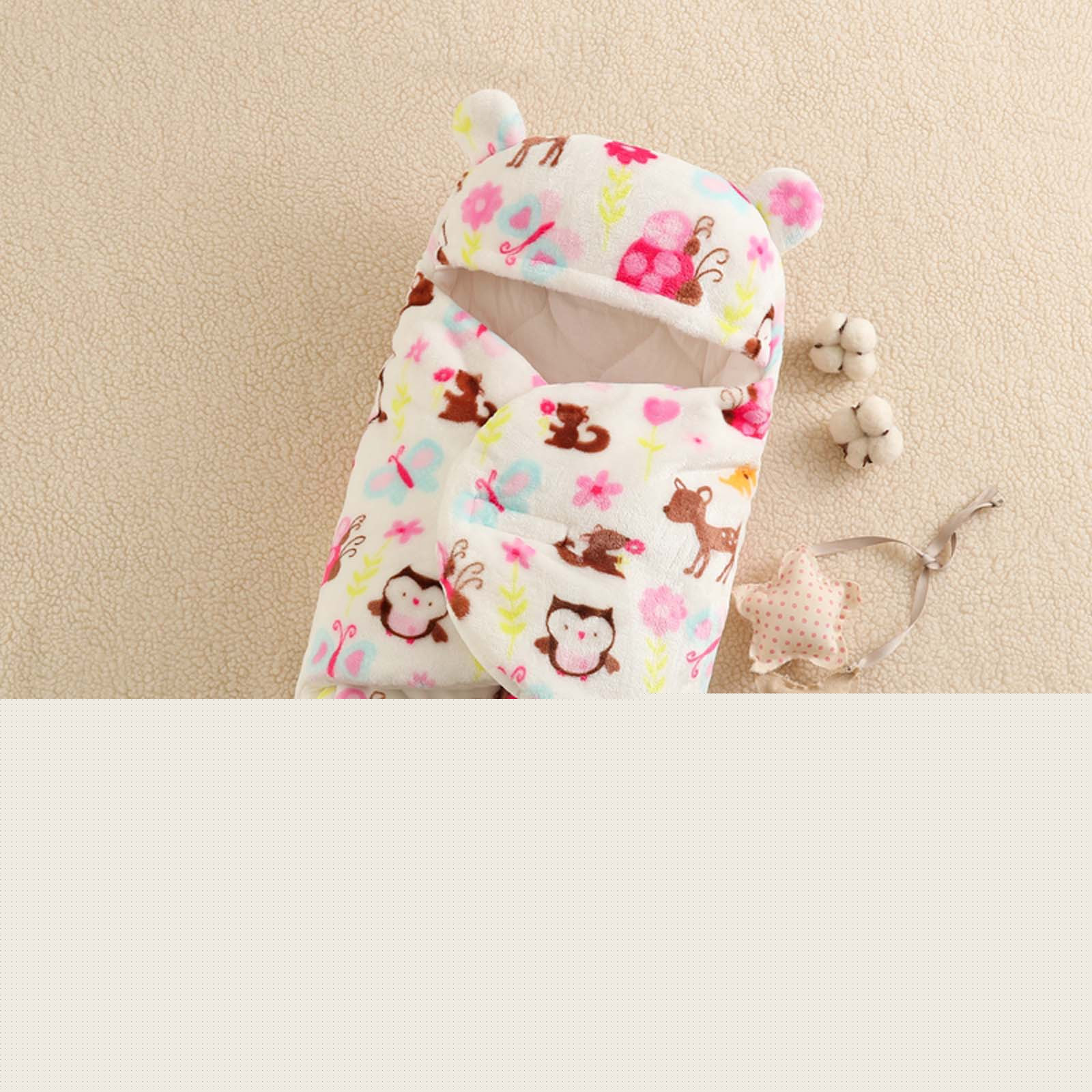 thumbnail image 2 of Fesfesfes Newborn Baby Jumpsuit Boy Girl Cute Print Flannel Receiving Sleeping Blanket Wrap Swaddle Plus Size $10, 2 of 3