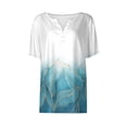 thumbnail image 4 of Blue Women's Short Sleeve T-shirt, Women'S Fashion Casual Floral Print Button Down T Shirt M, 4 of 5
