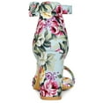 thumbnail image 3 of BLISSFUL STEP Women's Shoes Flower Print Open Toe Block High Heels Summer Sandals Mint Green 9.5, 3 of 7