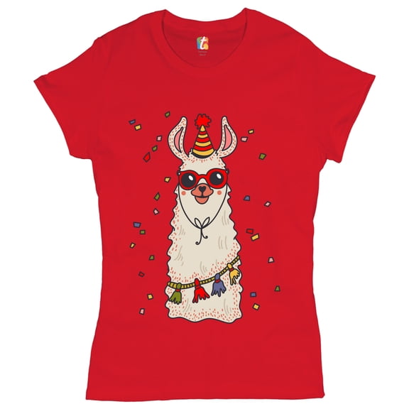 Tee Hunt Christmas Llama T-Shirt Merry and Bright Let It Snow Funny Xmas Women's T-Shirt Tee