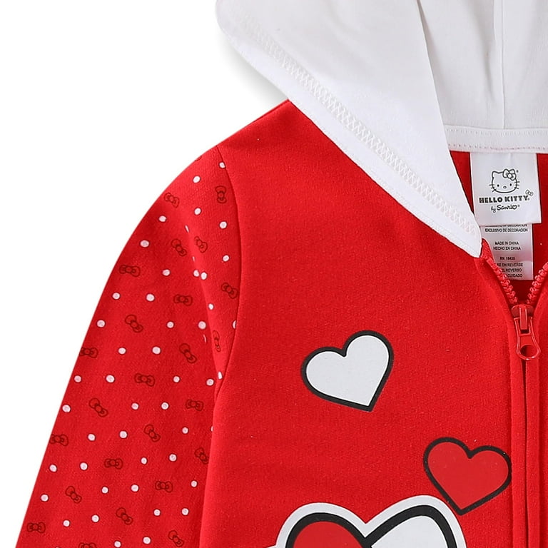 Hello Kitty Sanrio Fleece Zip Up Hoodie with Ears (Girls), Sizes 4 Hello Kitty Sanrio Fleece Zip Up Hoodie with Ears (Girls), Sizes 4