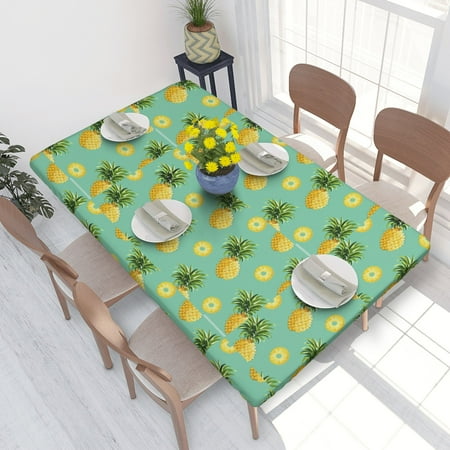 

Home Deluxe Tablecloth Pineapple Tropic Waterproof Elastic Rim Edged Table Cover- For Christmas Parties And Picnics 4ft