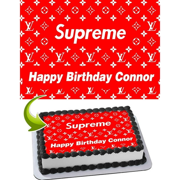 Supreme Louis Vuitton Nike Edible Cake Image Topper Personalized Picture 1/4 Sheet (8&quot;x10.5 ...
