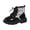 #2 Black, variant on Ticikt Kids Leopard Print Ankle Boots, Lace Up Side Zipper Platform Non Slip Fashion Short Boots,Black