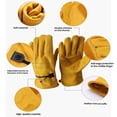 thumbnail image 4 of HOMEIORA Leather Work Gloves for Men - Heavy Duty, Leather, Abrasion & Puncture Resistant - Adjustable Wrist, Gunn Cut Design, Ideal for Ranching, Farming, Construction, S, Yellow, 4 of 7