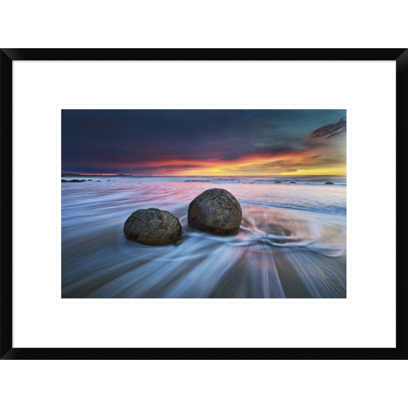 Global Gallery Yan Zhang 'Moeraki Boulders' Framed Wall Art