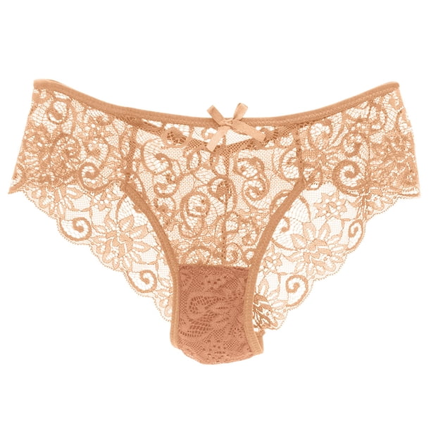 Gibobby Pantys para Mujer Bragas atractivas las mujeres Bragas atractivas la cintura hueca del recorte del cordón(Beige, M)