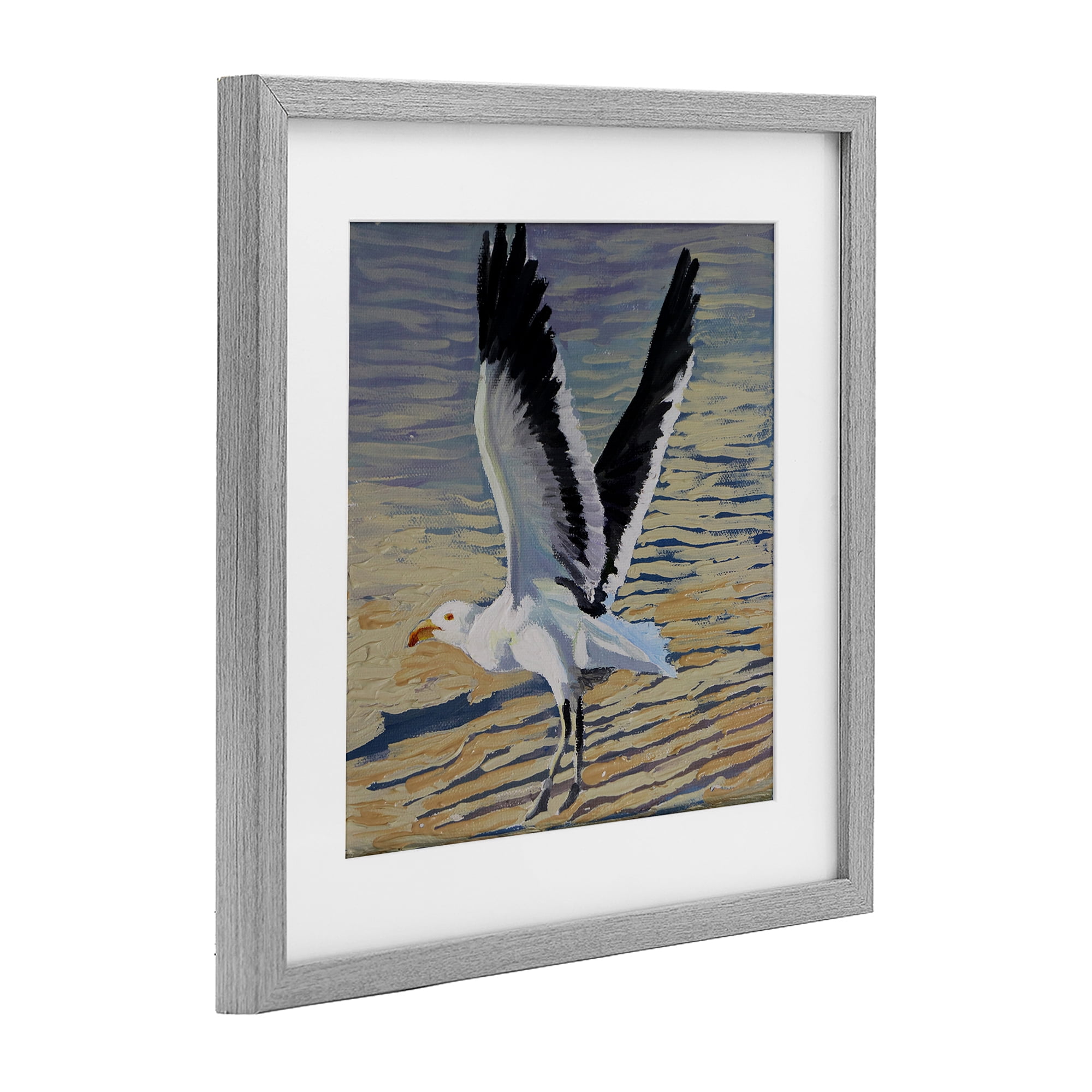 Stupell Industries Seagull Taking Flight Gray Framed Print Under Glass, design by Violeta Vollmer