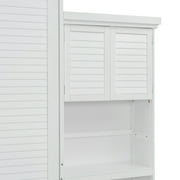 Euroco Wood Queen Size Murphy Bed with Storage Cabinets and Shelves, Wall Bed with Desk, White