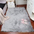 thumbnail image 3 of Fleece Rug Wool Rug Imitation Fleece Carpet Fluffy Soft Longhair Decorative Chair Cushion Sofa Mat (Gray, 60 x 90cm), 3 of 5