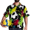 thumbnail image 4 of Football Men's Short Sleeve Spread Collar Button Down Beach Print Casual Shirts, 4 of 6