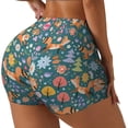 thumbnail image 2 of Sigee Foxes and Birds in Forest Print Women's High Waist Workout Shorts - Squat Proof, Tummy Control, Yoga and Gym Activewear-XX-Large, 2 of 9
