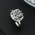 thumbnail image 2 of Buddhism Lotus Flower Rings Stainless Steel Moon Open Finger Ring Jewelry, 2 of 5