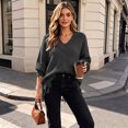 thumbnail image 4 of Fewfanhot Sweaters for Women Oversized Long Sleeve V Neck Ripped Cozy Warm Knitted Winter Pullover Sweaters, 4 of 8