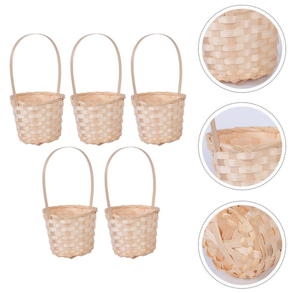 FOLOYORI 5-Pack Tote Baskets in Assorted Colors for Outdoor Use, Flower, Fruit Storage, and Home Organization Solutions