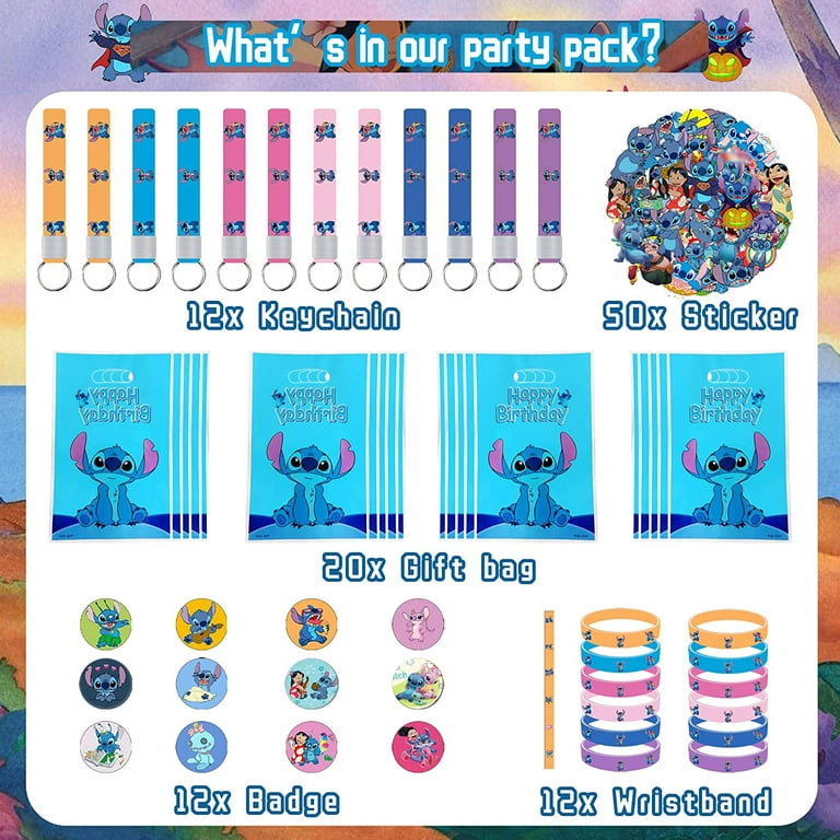 86 Pcs Stitch Party Favors Gift Set, 36 Pcs Lilo Stitch Slap Bracelets 50 Stickers, Lilo Stitch Birthday Party Decorations Party Supplies, Stitch