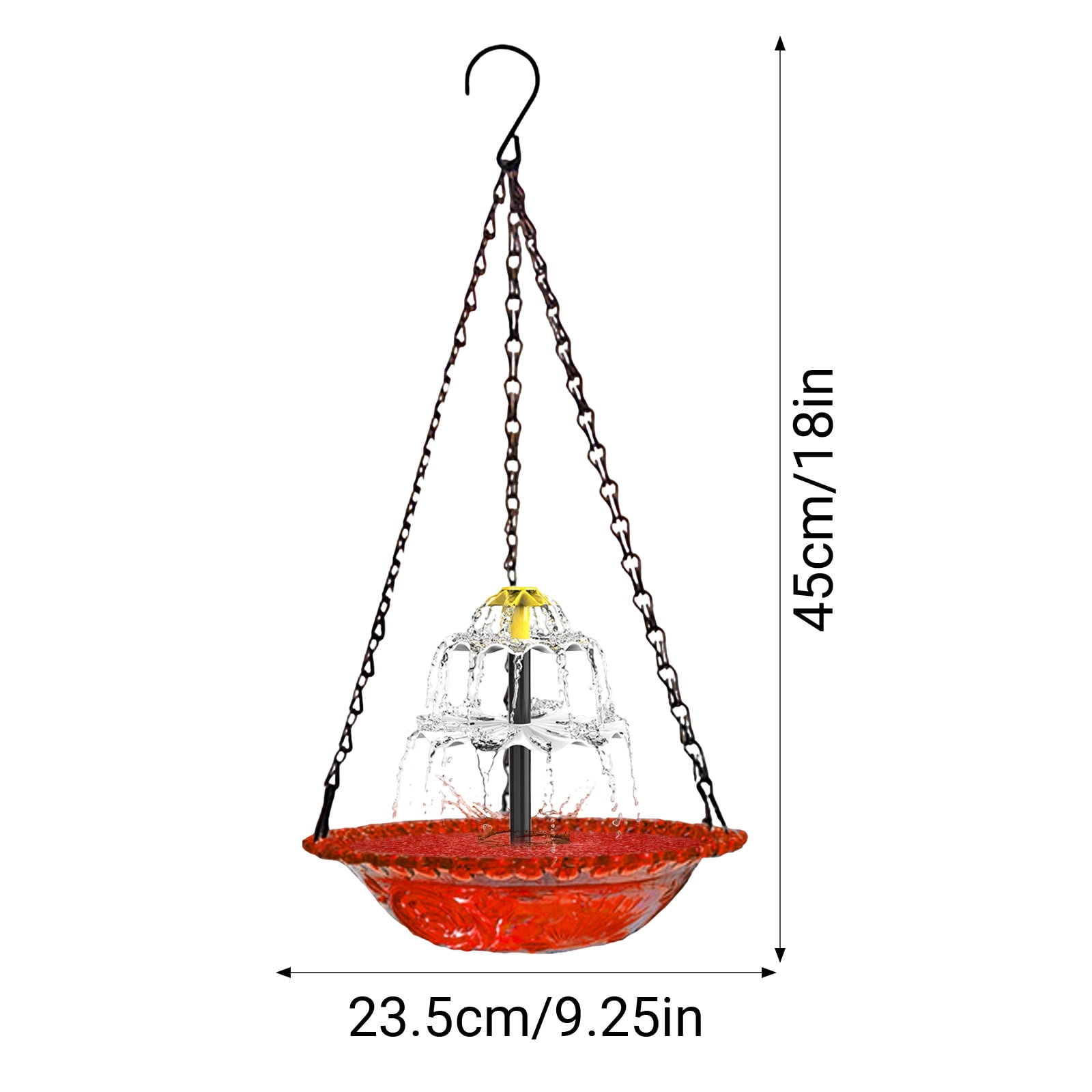 FYHALE Solar Bird Feeder with Fountain Pump, Outdoor Hanging Floating Bird Bath Feeder with Solar Panel, Garden Bird Water Feeder Decoration for Patio Yard Lawn