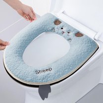 YIMWNYI Zipper Toilet Seat Cover, Embroidered Household Sitting Washer, Soft Polyester Toilet Seat Protector, Four Seasons Universal Toilet Seat Mat