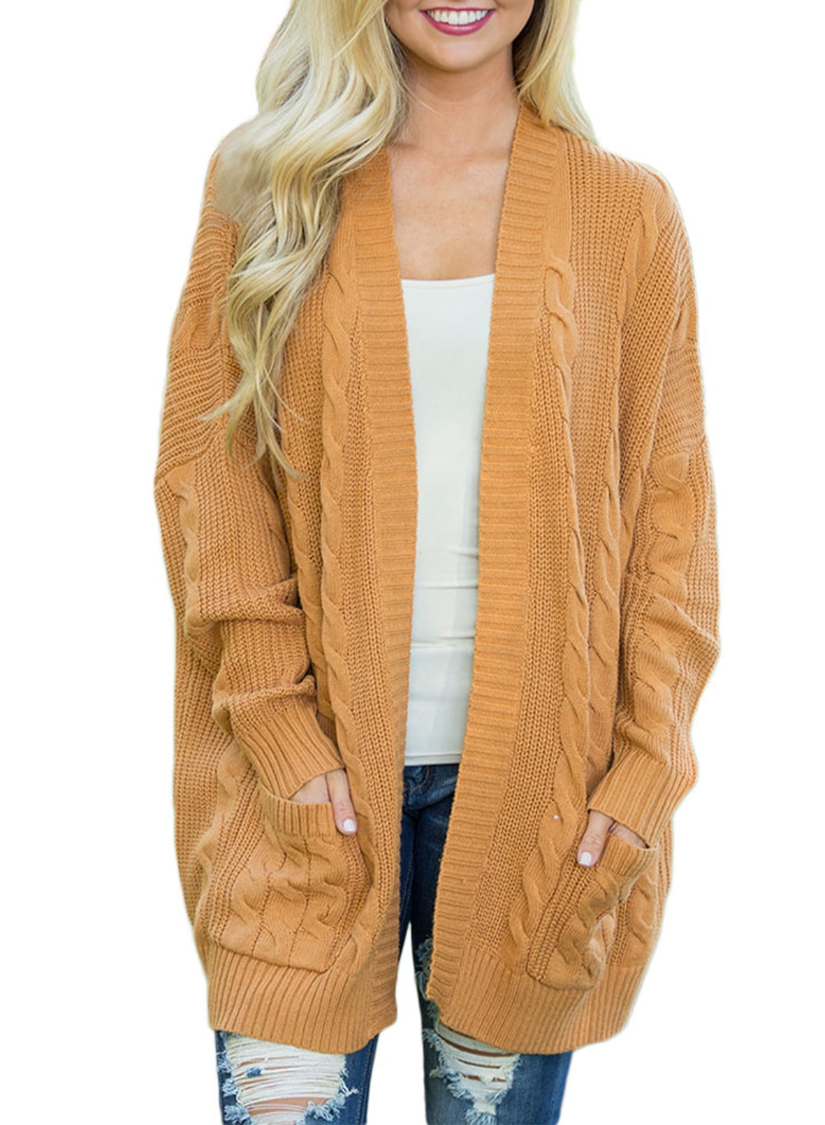 Chase Secret Women's Oversized Open Front Knit Long Sleeve Cardigan