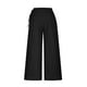 thumbnail image 4 of ICHUANYI Clearance Women's Casual Loose Pants High Waist Solid Color Cotton Linen Side Drawstring Belt Wide Leg Pants(Black, XXL) ICHUANYI WER2023080816431, 4 of 6