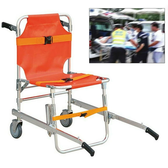 Fichiouy EMS Stair Chair Medical Emergency 2-Wheel Patient Chair Evacuation Chair Orange