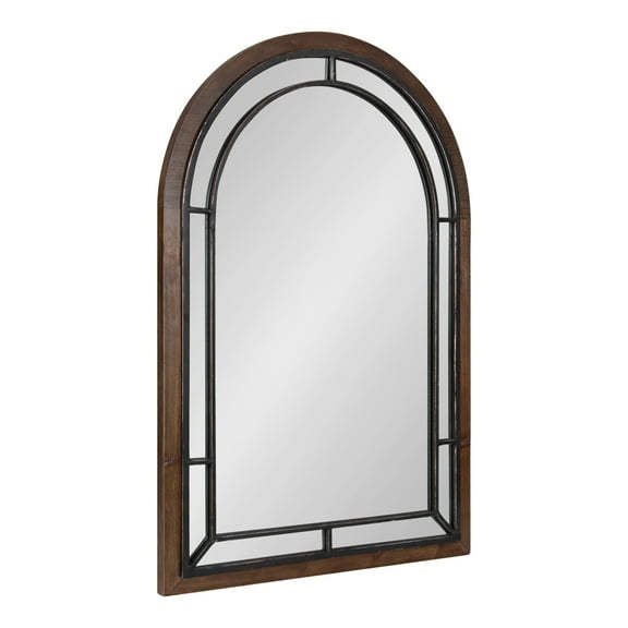 Kate and Laurel Audubon Farmhouse Wall Mirror, 24 x 36, Rustic Brown, Modern Arched Mirror for Wall