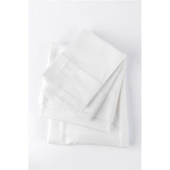 Pacific Cotton 300SATIN-WHIT-KI 300 Thread Count Sateen Sheet Set, White - King Size