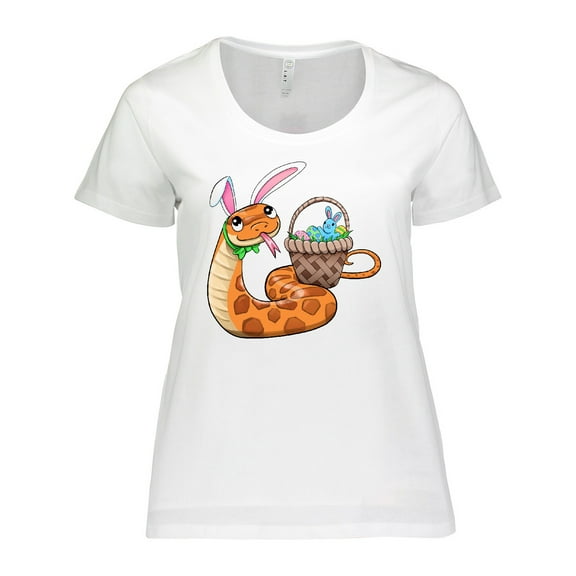 Inktastic Easter Cute Snake with Basket and Bunny Ears Women's Plus Size T-Shirt