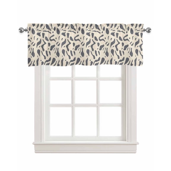 Gray Beige Kitchen Valances for Windows Farmhouse Linen Window Valance Curtain for Living Room Window Treatment Modern Abstract Color Block Modernism Valance Rod Pocket Topper Drape, 42 x 18 Inch
