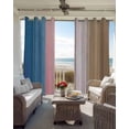 thumbnail image 4 of Blue Pink Brown Ombre Blackout Curtain 54 Inch Length 2 Panels Set, Vintage Farmhouse Wooden Two-layer Sewing Polyester Fiber Blackout Curtain with Grommet, 52" x 54" x 2, 4 of 9