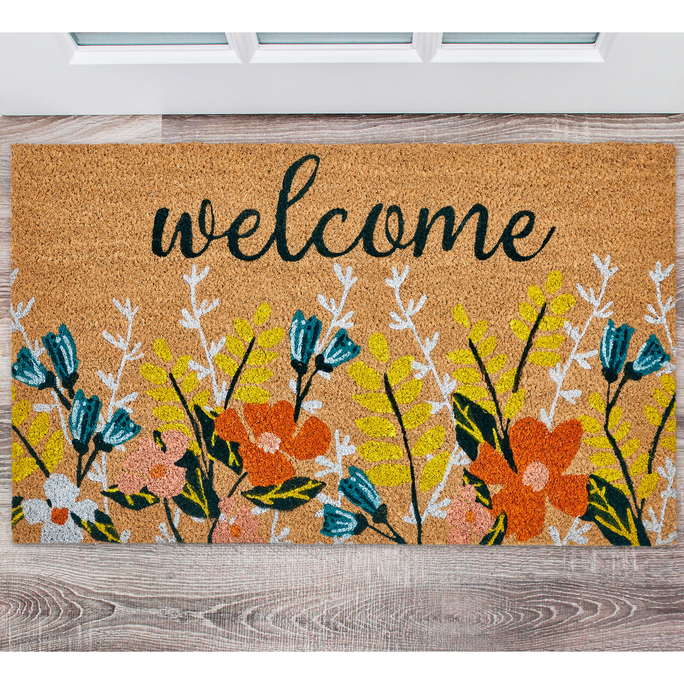 1pc Polyester Door Mat, Cottagecore Floral Pattern Outdoor Welcome