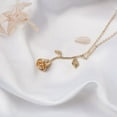 thumbnail image 3 of Gold Brass Rose Flower Necklace Pendant Jewelry Valentine's Day Gift Set for Her, 3 of 11