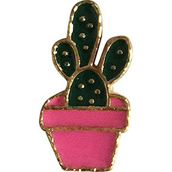 Flowers Cactus Small Artwork PIN, 3D Rubber & Embossed Metal Lapel Pins - 1"