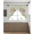 thumbnail image 4 of Swag Curtains, Spring Summer Flower Floral Chrysanthemum Plant Green Cyan Rod Pocket Kitchen Curtains Valances Tier Curtains Swag Valance Curtains for Bedroom Living Room 36" x 45", 2 Panels, 4 of 6