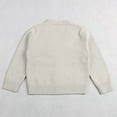 thumbnail image 4 of Dmsael School Uniform Little Girls Cardigan Knitted Button-Down Long Sleeve Crewneck Sweater Cardigan Kids Winter Jacket White,130, 4 of 6
