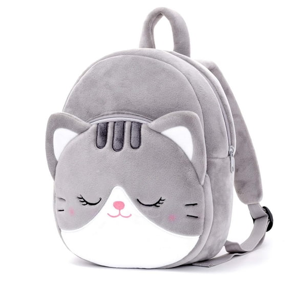 Mochila de Felpa Lazada Para Bebés con Forma de Gato Gris 3+