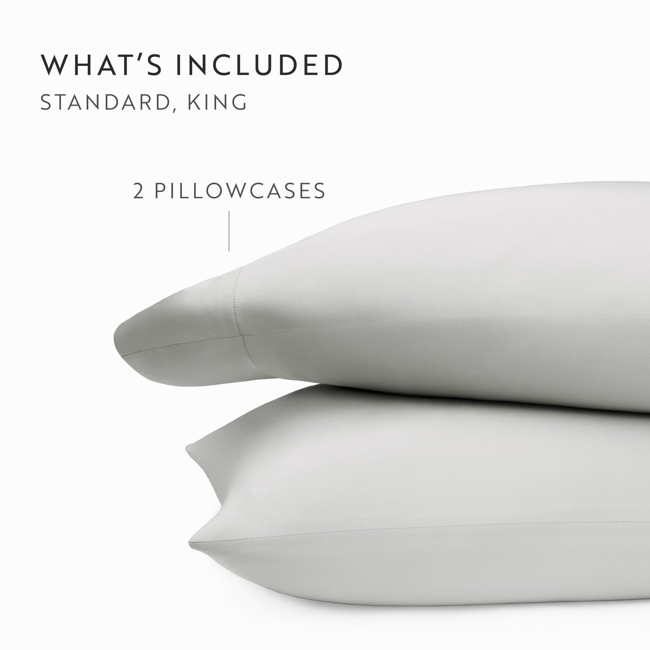 Noble Linens 2 Piece Rayon From Bamboo Pillowcase Set, Light Gray, King