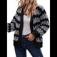 thumbnail image 2 of Suéter de Invierno de Punto Holgado con Rayas y Mangas Farol para Mujer, Moda de Otoño Gris Negro M, 2 of 10