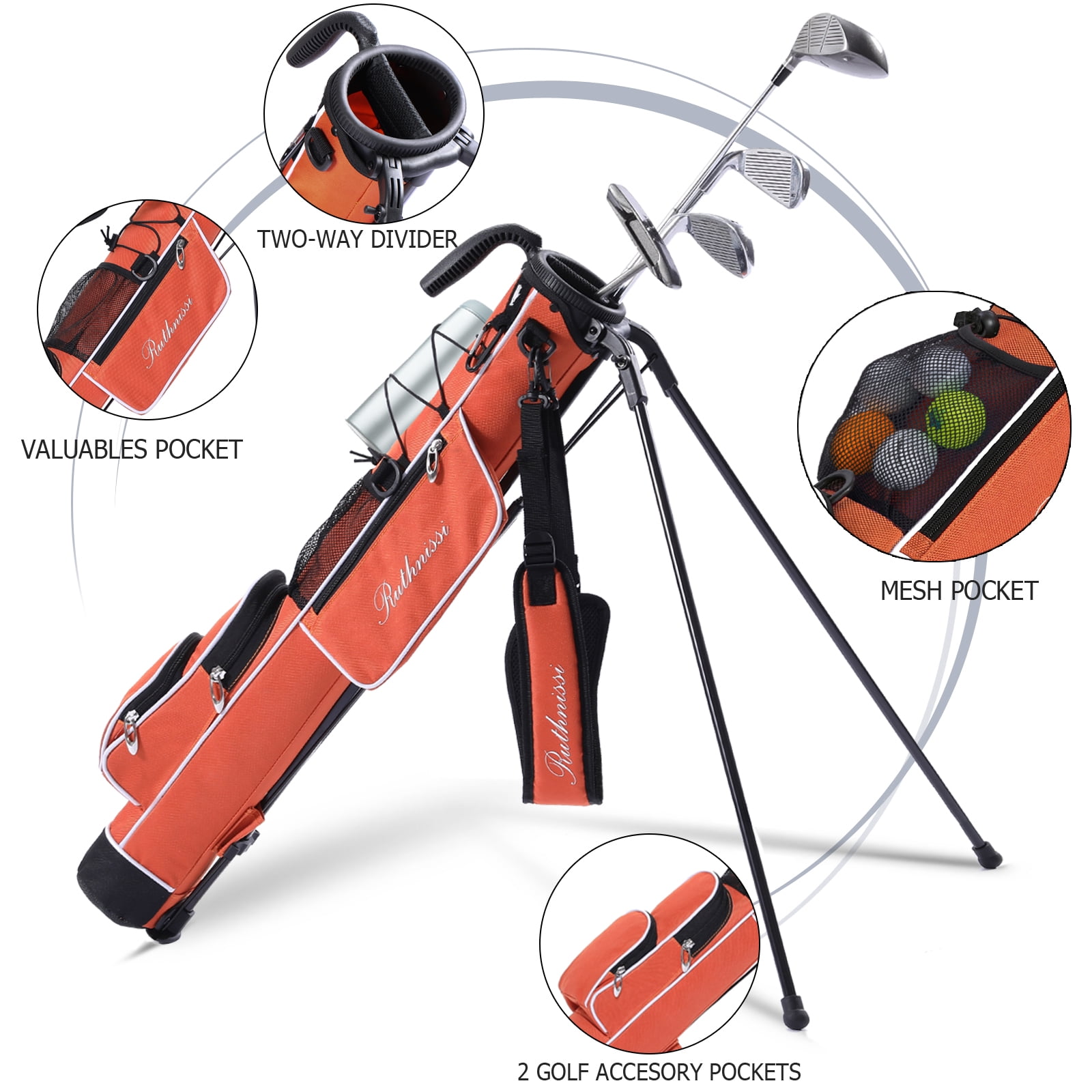 Golf Stand Bag, Lightweight Golf Easy Carry Bag with Padded Strap，Durable Pitch n Putt Golf Bag, Practice Ranger Sunday Golf Bag for Men&Women