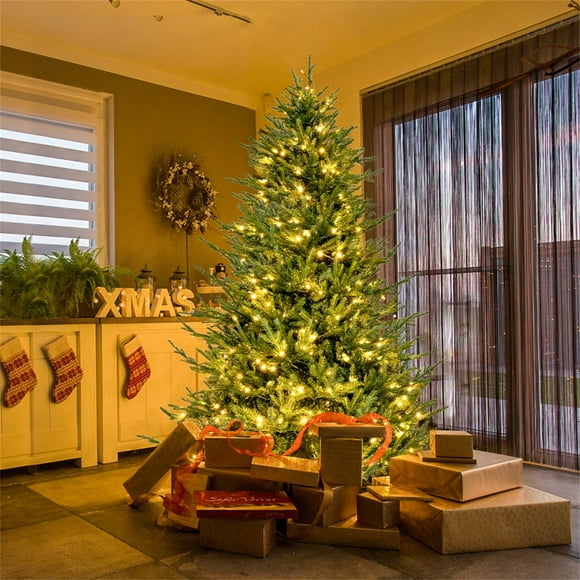 Árbol de Navidad Artificial Costway 183cm con 280 Luces LED Blancas Cálidas 788 Puntas de Rama de PE y PVC