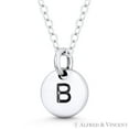 thumbnail image 3 of Initial Letter "B" Engraved Tiny 11x8mm (0.4"x0.3") Circle Pendant & Chain Necklace in .925 Sterling Silver, 3 of 3