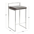thumbnail image 2 of Fuji Stacker Counter Stools for Kitchen Counter in Stainless Steel, Counter Height Chairs, Bar Stools Set of 3, Counter Height Stools Set of 3, Bar Stools For Kitchen Island (White Faux Leather), 2 of 9