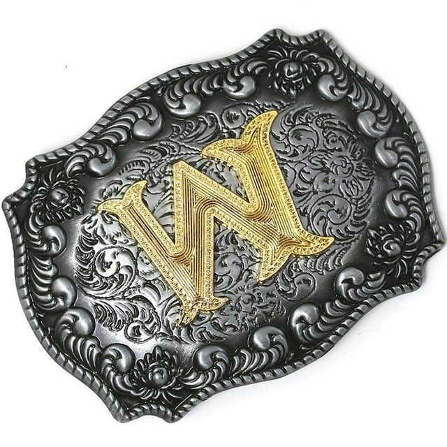 tredstone Western Cowboy Golden Initial Letter A-Z Metal Belt Buckle Men's Accessory W