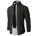 thumbnail image 1 of H2H MENS HIGH NECK TWISTED KNIT CARDIGAN SWEATER WITH BUTTON DETAILS CHARCOAL US 2XL/ASIA 3XL (KMOCAL020), 1 of 6
