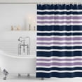 thumbnail image 4 of Navy Blue Purple Striped Waterproof Fabric Shower Curtain,Gradient Horizontal Lines Waterproof Fabric Shower Curtain for Bathroom Curtains Bathtubs Shower Curtains with 12 Hooks Extra Long 72x84, 4 of 8