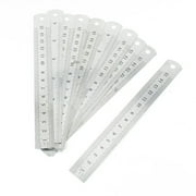 Unique Bargains 10 Pcs Office Stainless Steel 15cm 6 inches Metric Measuring Straight Ruler