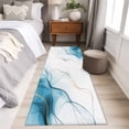 thumbnail image 4 of 2'x6' Rug Runners for Hallways Kitchen, Marble Blue Non Slip Entryway Beside Floor Carpet Runner, Gold White Modern Gradient Ocean Wavy Ripple Laundry Room Bedroom Throw Rugs Mat for Family Pet, 4 of 8